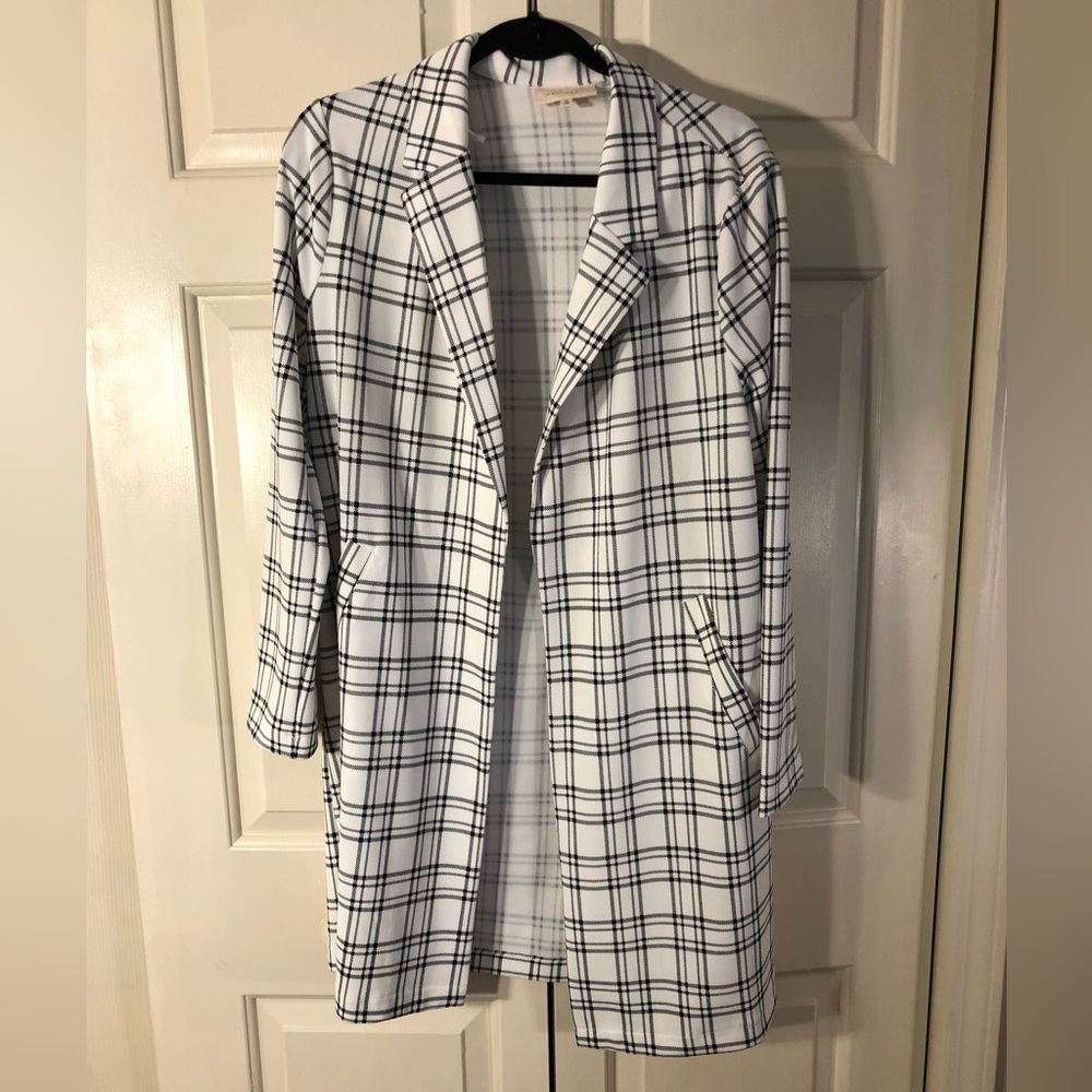 Melloday White & Black lightweight peacoat